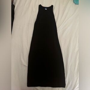 Old Navy High Neck Black Ribbed Midi Dress